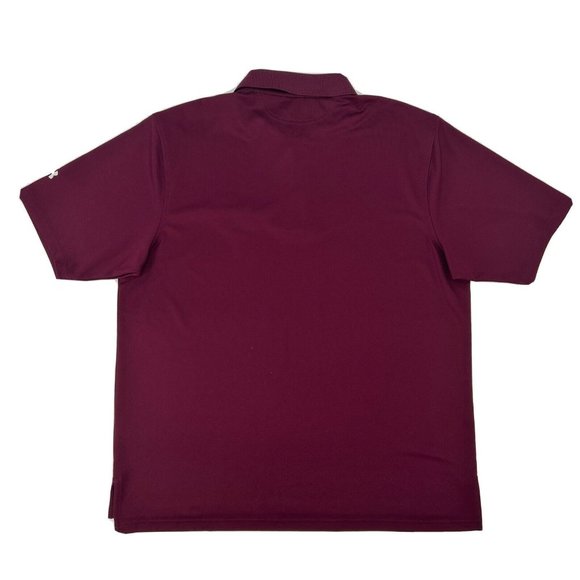 Under Armour Shirt Mens Virginia Tech Hokies L Maroon Short Sleeve Polo HeatGear - Picture 5 of 9